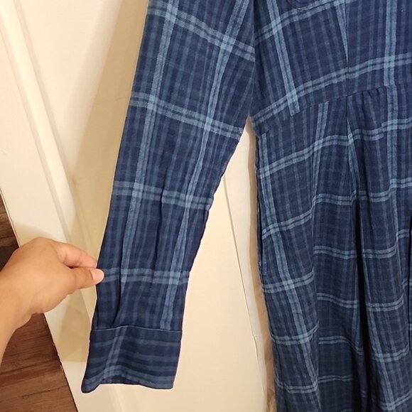 Polo Ralph Laurent Blue Plaid Maxi Shirt Dress size XL - Picture 4 of 8